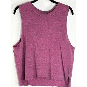 Chaser Pink Heathered Muscle Tank Raw Hem Side Slit Soft Basic S